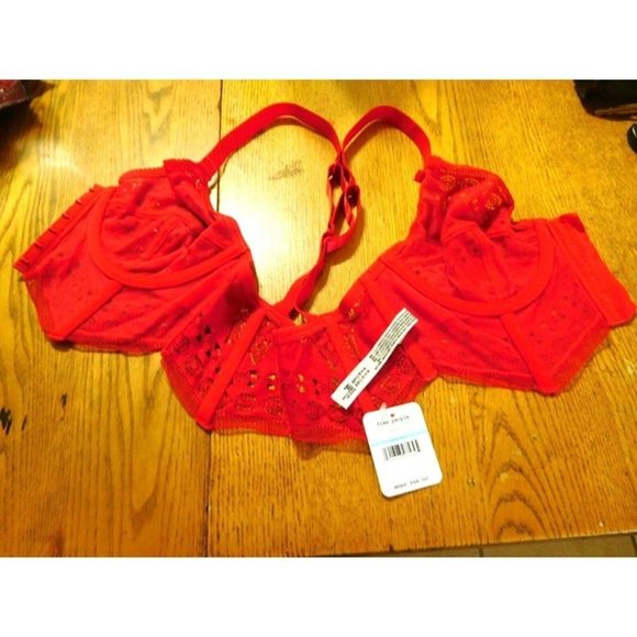Free People 34D Bra Bustier Summer RED Intimate Underwire Lace NEW - Picture 8 of 8